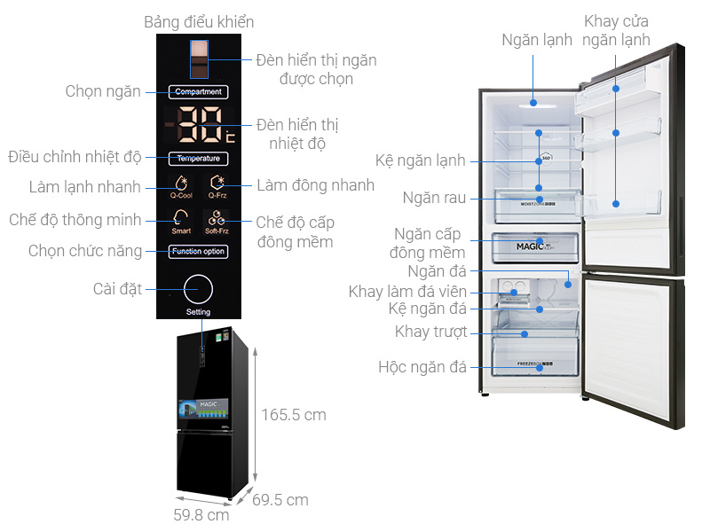 Tủ lạnh Aqua AQR-IG338EB