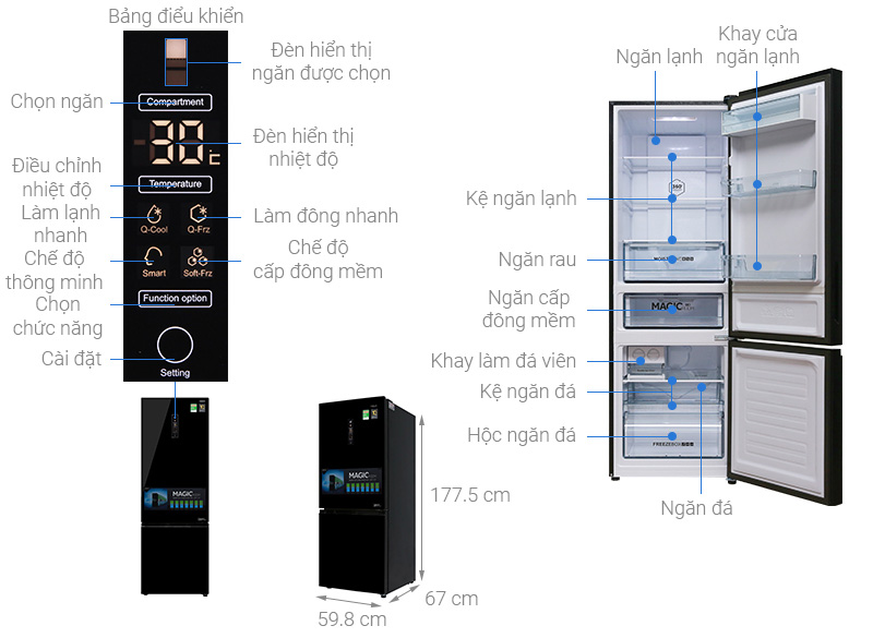 Tủ lạnh Aqua AQR-IG378EB