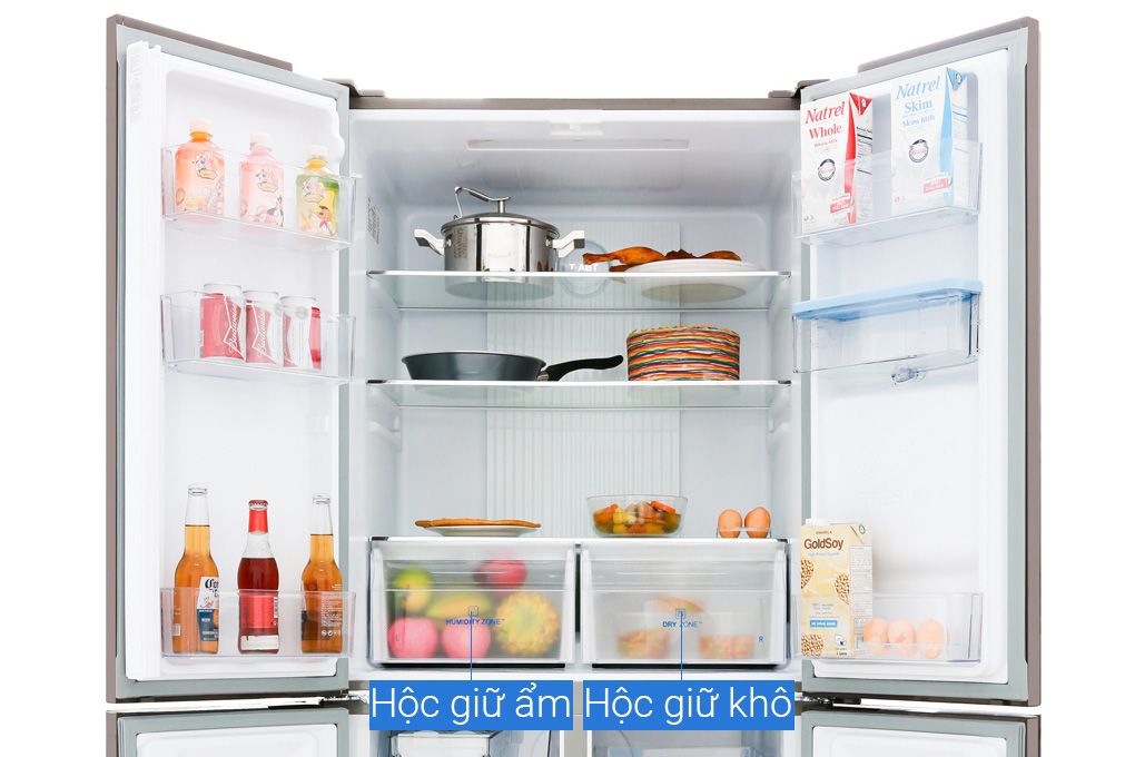 Tủ lạnh Aqua Inverter 456 lít AQR-IGW525EM (GB) có ngăn rau củ Humidity và ngăn thực phẩm khô Dry Zone riêng biệt