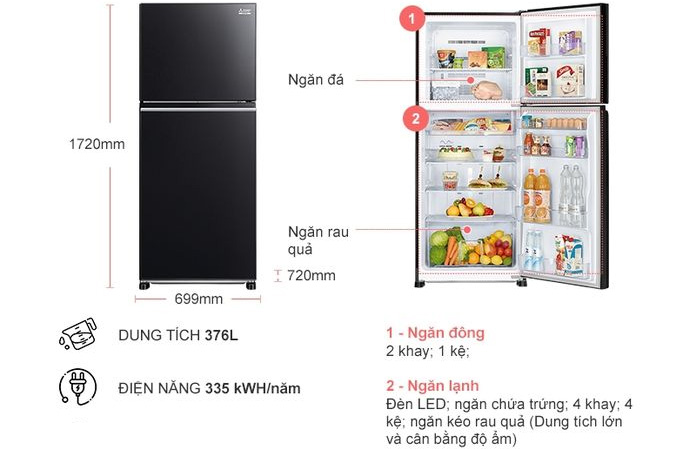 Tủ lạnh Mitsubishi MR-FX47EN-GBK-V