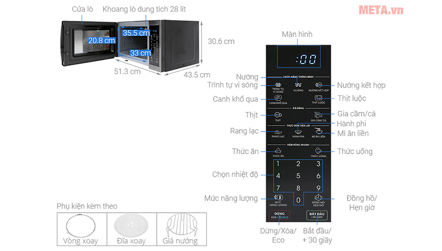 Lò vi sóng điện tử Sharp R-G728XVN-BST (28 lít)