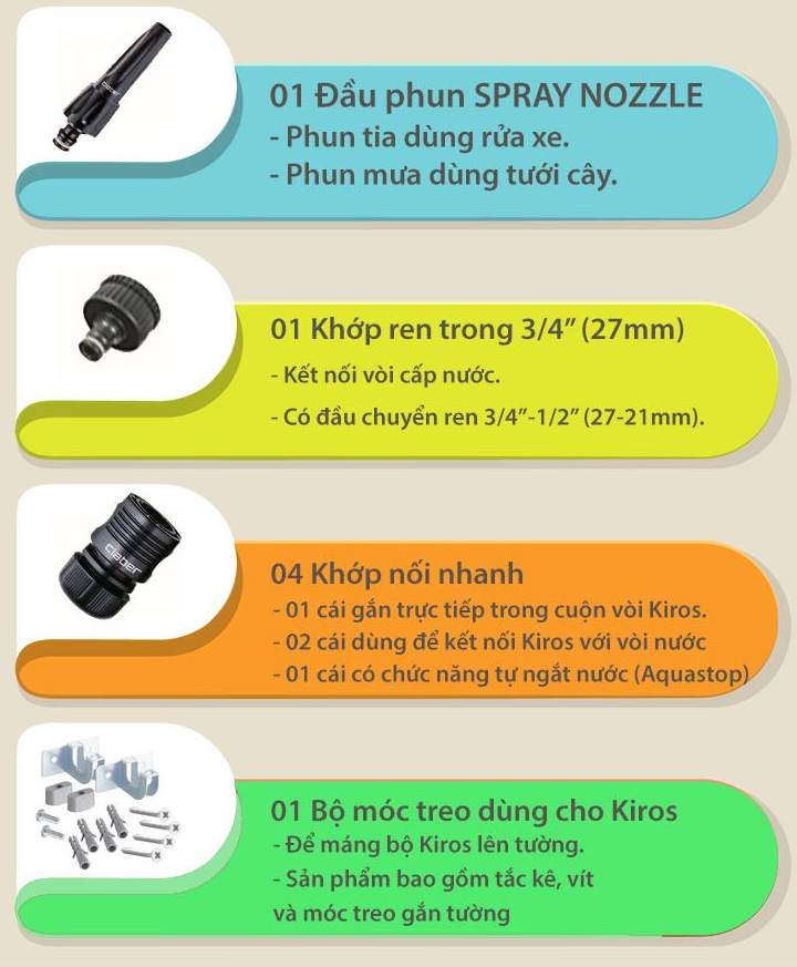 Phụ kiện cuộn (guồng) ống vòi  