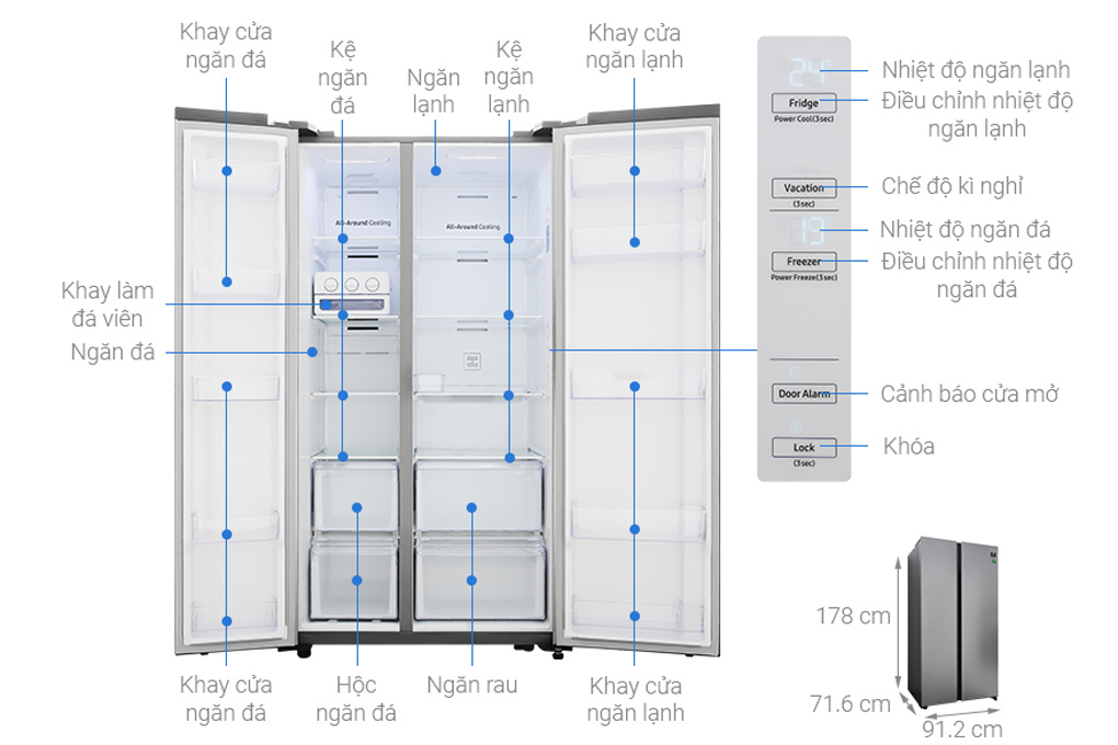 Cấu tạo của tủ lạnh Samsung RS62R5001M9/SV