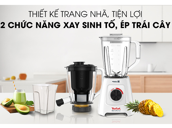 Máy xay sinh tố Tefal BL42Q166 có 2 chức năng xay và ép trái cây