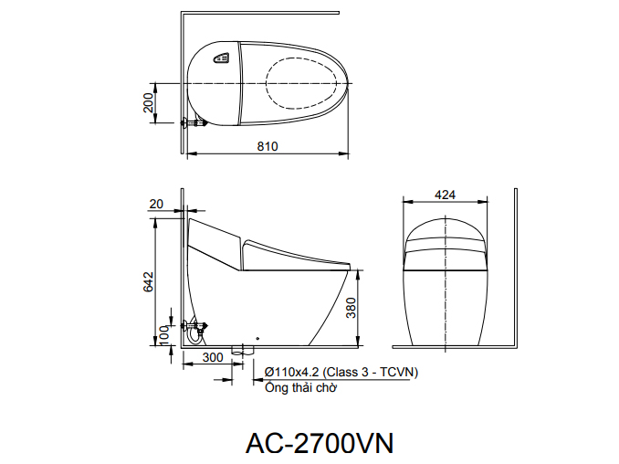 Bồn cầu 1 khối Inax AC-2700VN/BW1