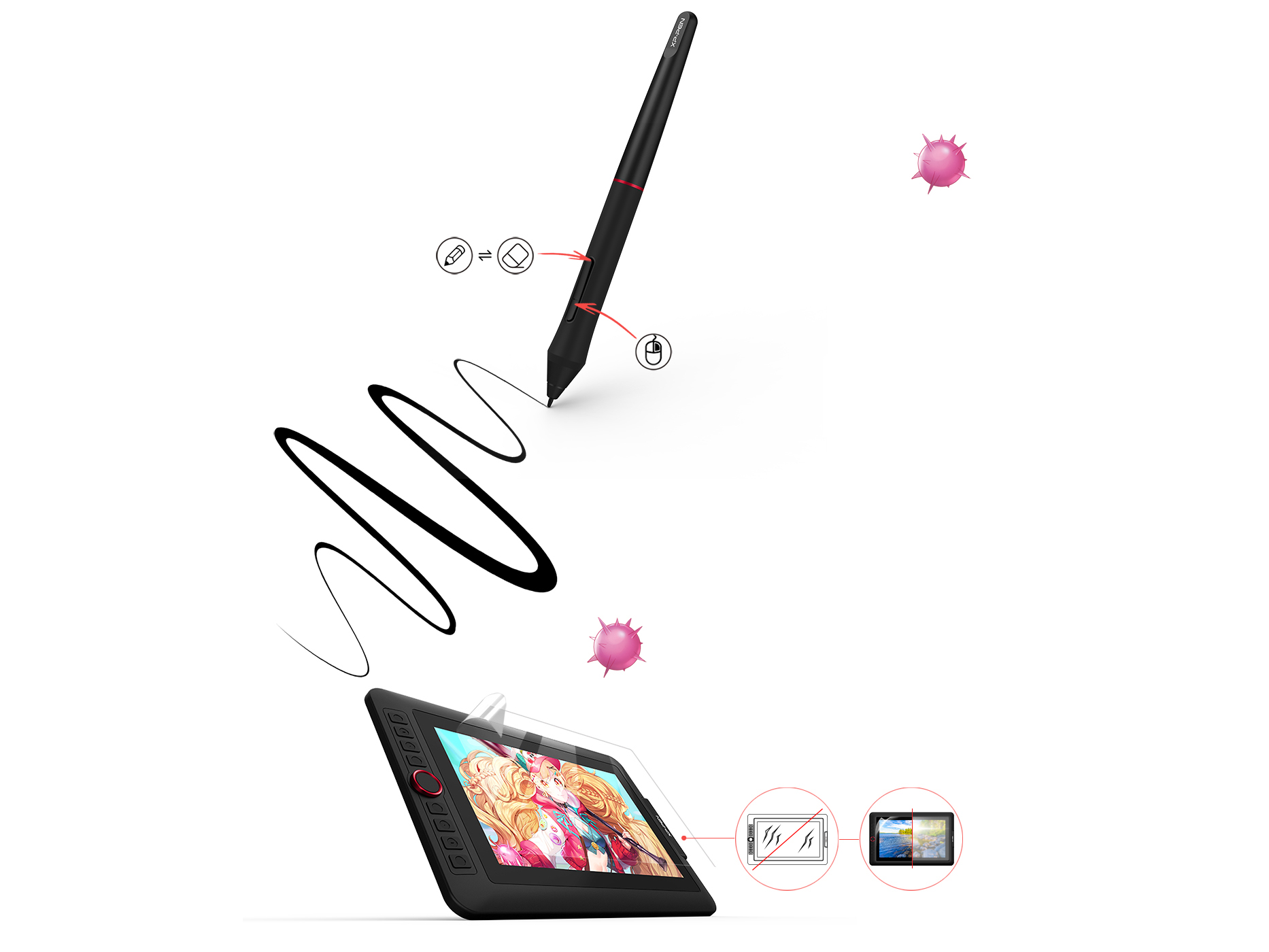 Lực nhấn bút 8192 của XP-Pen Artist 13.3 giúp bạn có thể tỉ mỉ ở từng chi tiết Lực nhấn bút 8192 của XP-Pen Artist 13.3 giúp bạn có thể tỉ mỉ ở từng chi tiết