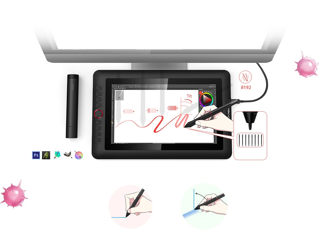 XP-Pen Artist 13.3 kết nối với máy tính qua cổng USB XP-Pen Artist 13.3 kết nối với máy tính qua cổng USB