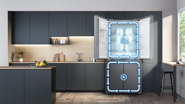 Tủ lạnh SamsungỨng dụng công nghệ Twin Cooling Plus không lẫn mùi giữa các ngăn