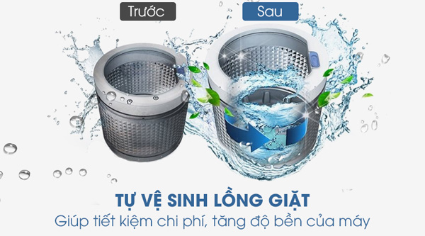 Vệ sinh lồng giặt Máy giặt lồng ngang Toshiba Inverter 8,5Kg TW-BK95S2V(WK)