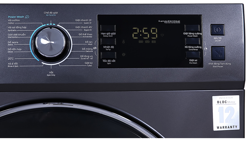 Bảng điều khiển máy giặt cửa trước Casper WF-95I140BGB