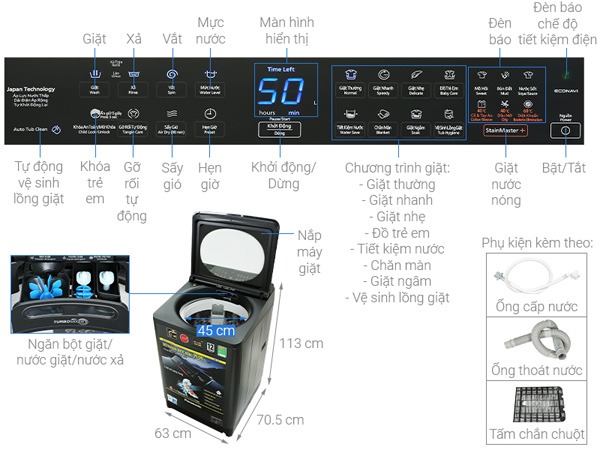 Máy giặt lồng đứng Panasonic Inverter 16 kg NA-FD16V1BRV (mới 2021)
