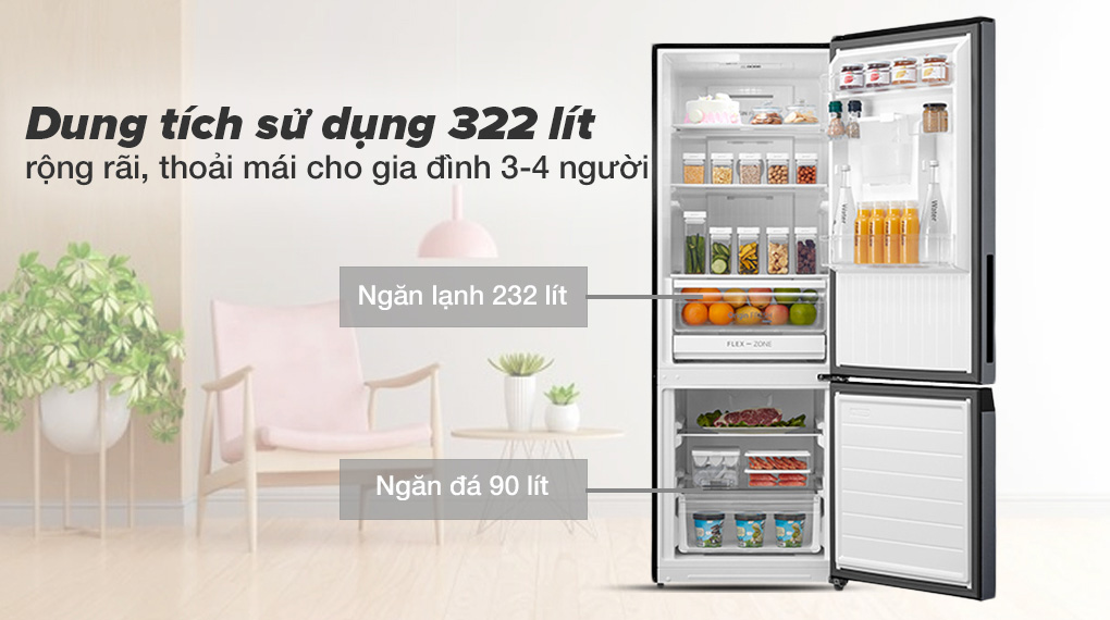 Tủ lạnh phù hợp với gia đình từ 3 - 4 thành viên