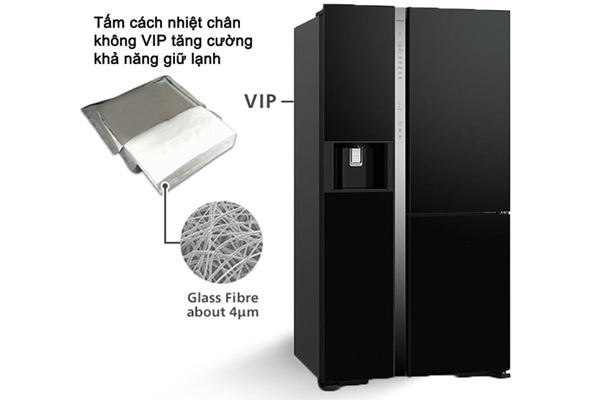 Tủ lạnh Hitachi Inverter 569 lít R-MX800GVGV0(GBK) 3 cánh, kính đen