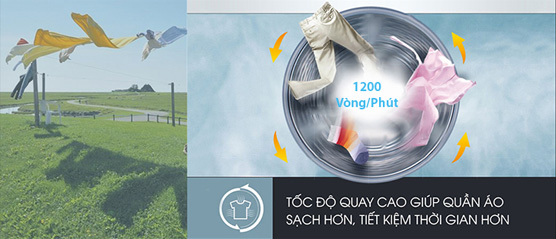 Tốc độ quay vắt là 1.200 vòng/phút