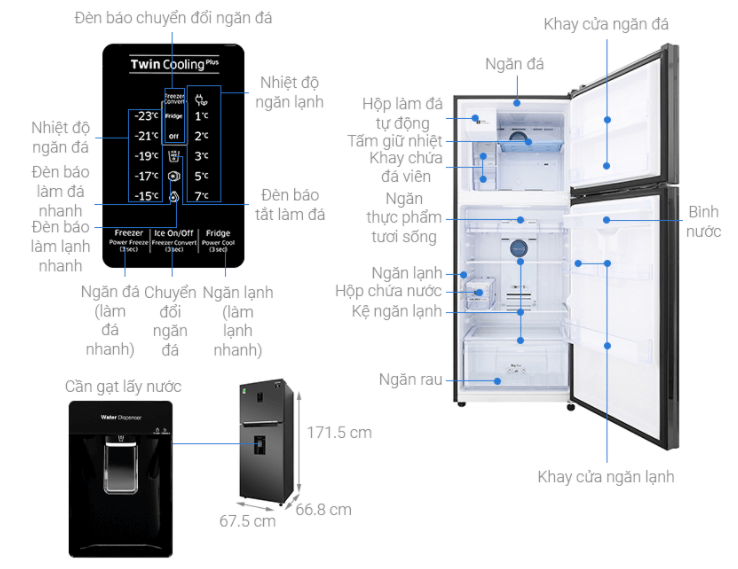 Cấu tạo tủ lạnh Samsung Inverter 360 lít RT35K5982BS/SV