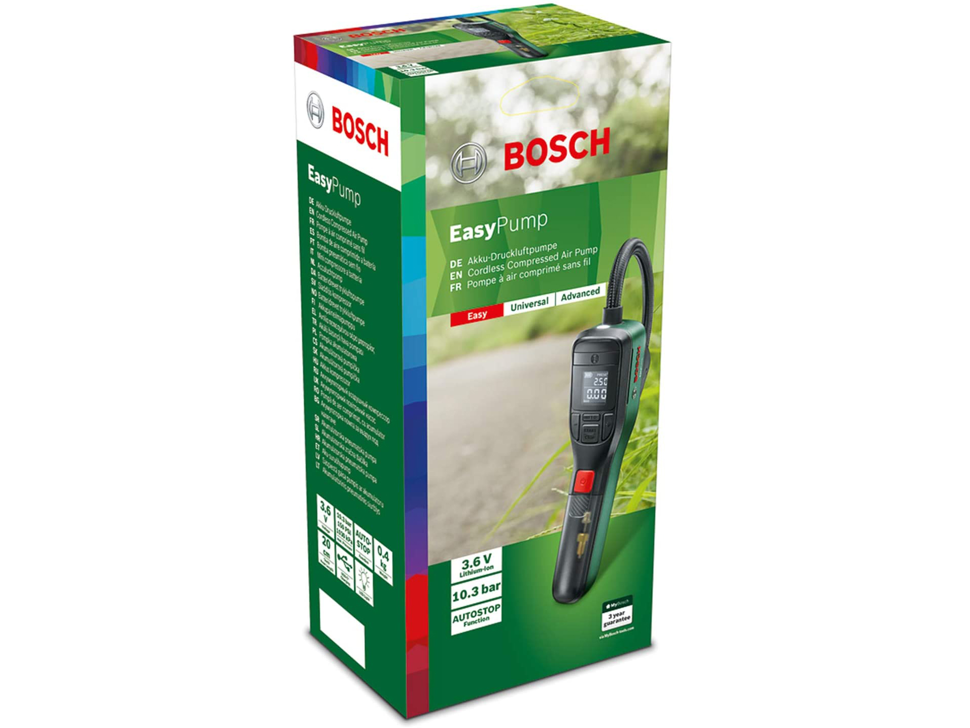 Máy bơm lốp ô tô cầm tay đa năng Bosch EasyPump 0603947080