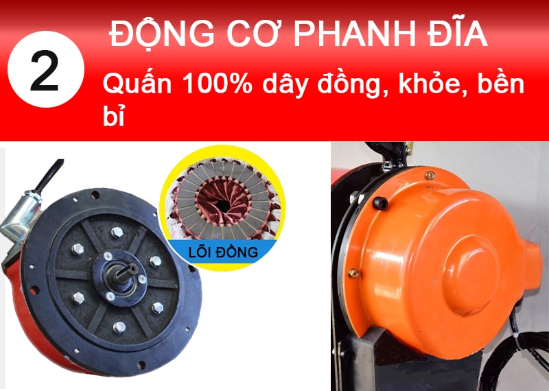 Động cơ phanh đĩa của palang điện Pa lăng xích