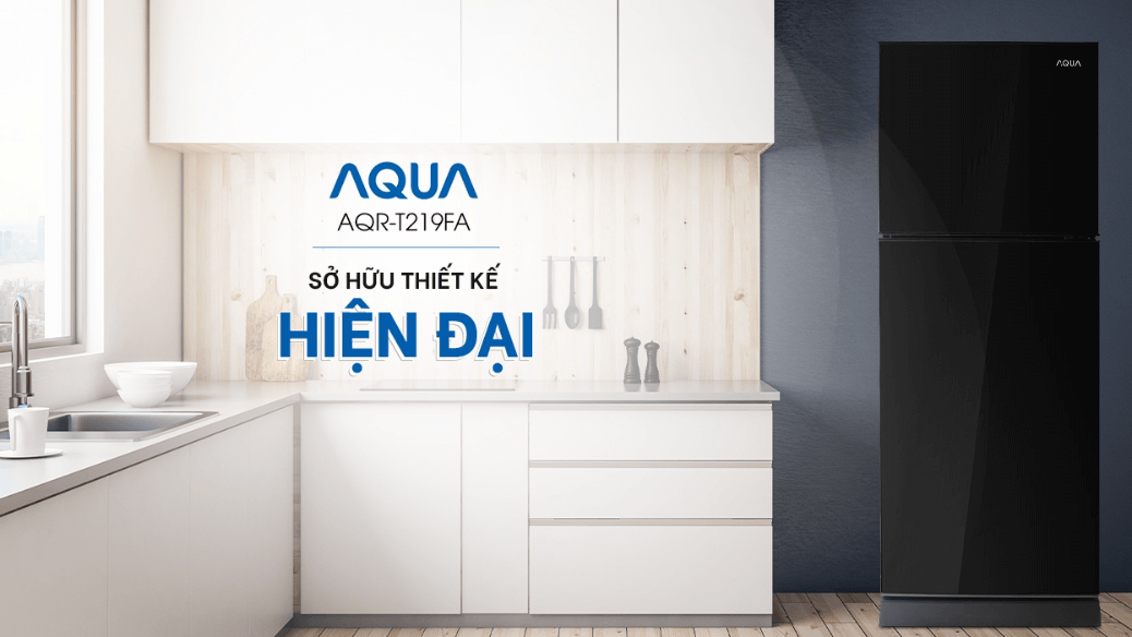 Tủ lạnh Aqua AQR-T219FA thiết kế gọn gàng, đẹp mắt