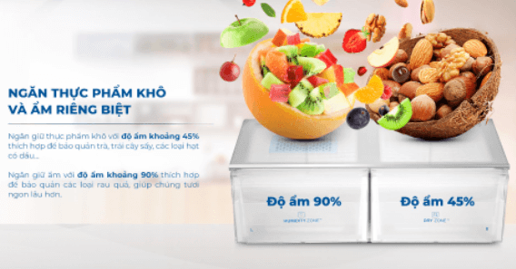 Tủ lạnh inverter Aqua AQR-IG525AM 456 lít có ngăn bảo quản thực phẩm khô và rau củ