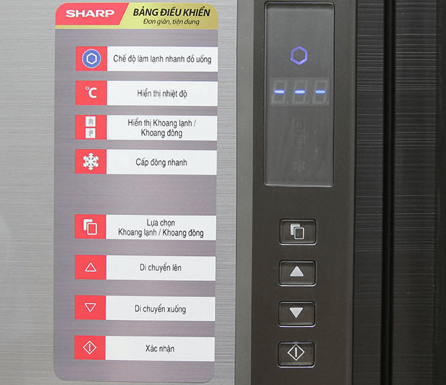 Tủ lạnh Inverter Sharp SJ-FX631V-SL 626 lít có bảng điều khiển nút nhấn thông minh bên ngoài