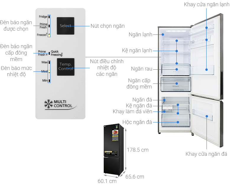 Cấu tạo tủ lạnh Panasonic Inverter 322 lít NR-BC360QKVN