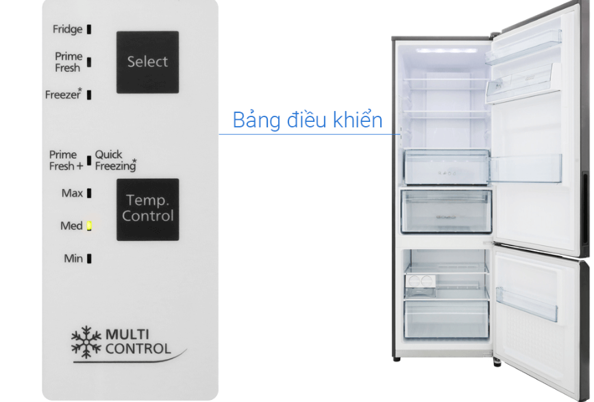 Tủ lạnh Panasonic Inverter 322 lít NR-BC360QKVN có bảng điều khiển cảm ứng rõ ràng, dễ dùng