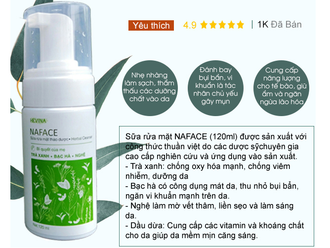 Sữa rửa mặt Naface 120ml