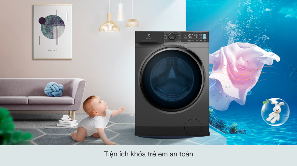 Khóa trẻ em thông minh, an toàn cho các gia đình sử dụng máy giặt cửa trước Electrolux 10kg EWF1024P5SB