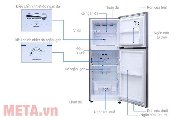 Tủ lạnh 2 cánh Samsung inverter RT19M300BGS/SV - 208 lít
