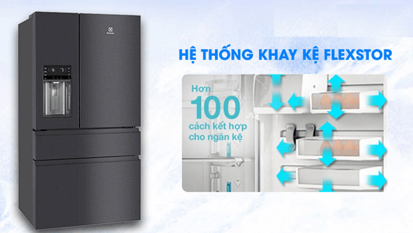 Tủ lạnh Electrolux EHE6879A B có hệ thống ngăn kệ FlexStor vô cùng linh hoạt