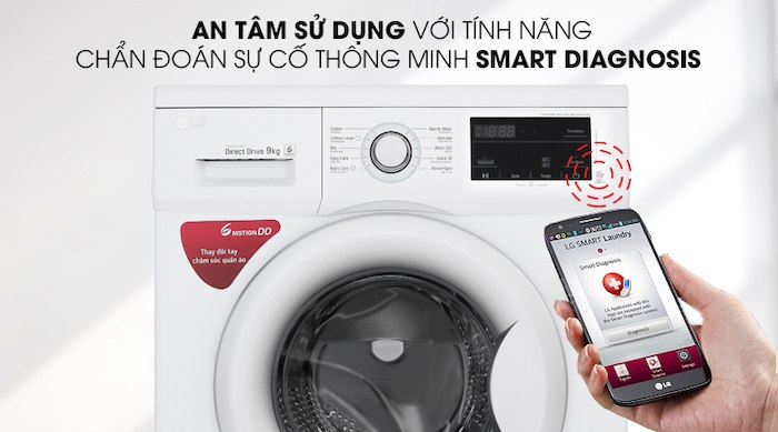 Tính năng chẩn đoán sự cố của máy giặt LG Inverter 9kg FM1209S6W