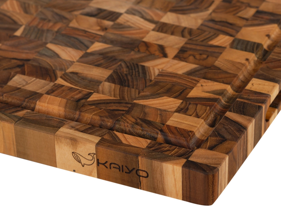 Thớt thái gỗ Teak đầu cây Kaiyo hình chữ nhật 35 x 25 x 2,5 cm DC02