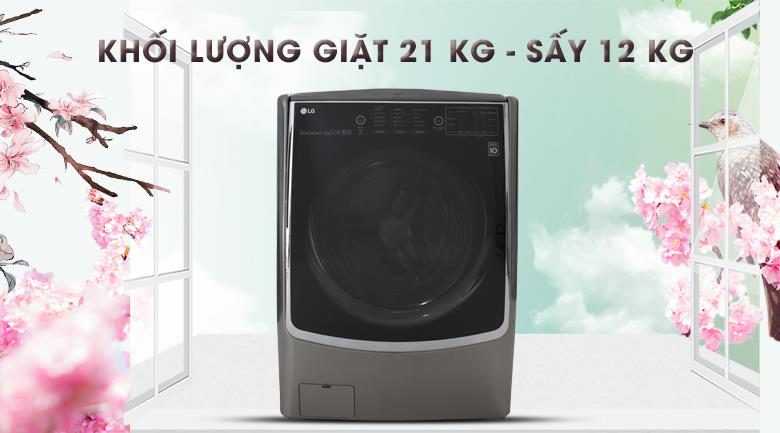 Máy giặt lồng ngang LG Twinwash inverter F2721HTTV 21kg giặt, 12kg sấy