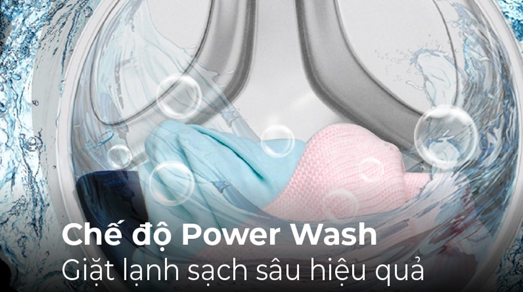 Máy giặt lồng ngang Inverter 9.5kg Casper WF-95I140BGB ứng dụng công nghệ giặt nước lạnh Power Wash
