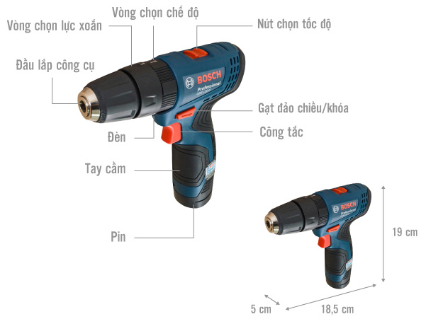 Đánh giá máy khoan pin Bosch GSB 120-LI (06019G81L1/06019G81K5, 1 pin, 1 sạc)