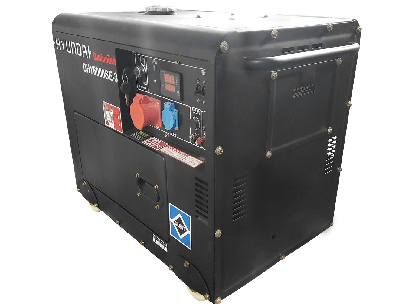 Máy phát điện chạy dầu 6 KVA 3 pha siêu chống ồn Hyundai DHY6000SE-3