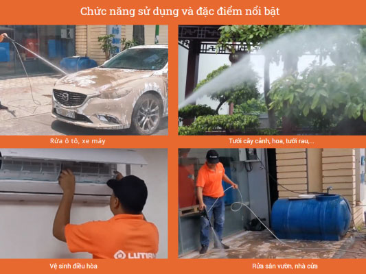 Máy rửa xe gia đình tự ngắt Lutian LT602G - 1.900W