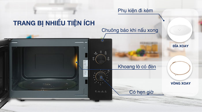 lò vi sóng cơ 20L Electrolux EMM20K22B có dung tích lớn