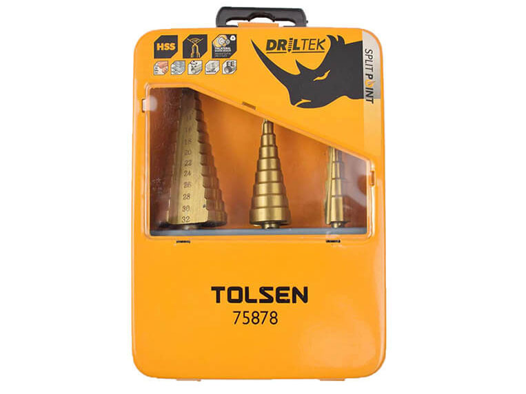 Bộ 3 mũi khoan bước Titanium HSSS Tolsen 75878