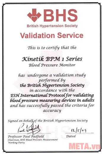 Máy đo huyết áp bắp tay Kinetik BPM1KTL với giấy chứng nhận của Anh.