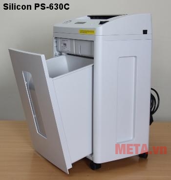 Máy hủy tài liệu Silicon PS-630C dễ tháo thùng rác để vệ sinh.