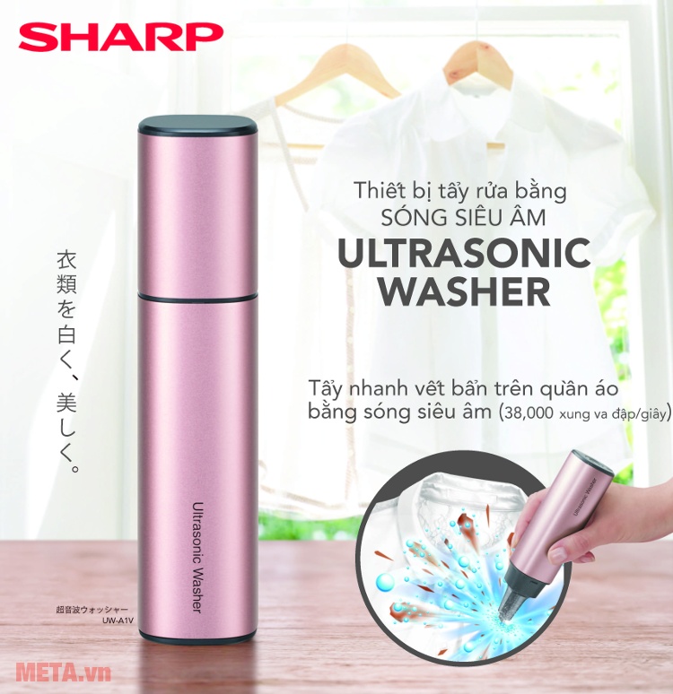 Máy giặt cầm tay Sharp UW-A1V-N sử dụng pin sạc tiện dụng hơn.