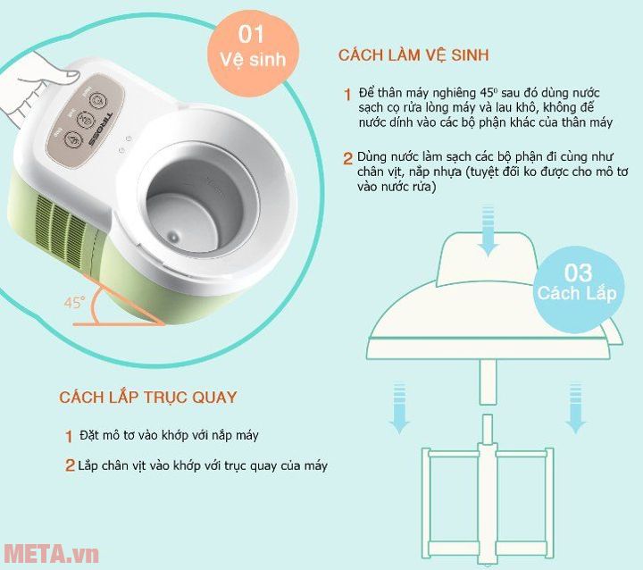 Máy làm kem tươi Tiross TS-9090 vệ sinh lòng máy sau khi sử dụng rất đơn giản.