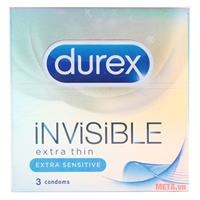 Bao cao su cực siêu mỏng Durex Invisible Extra Thin New (hộp 3 bao)