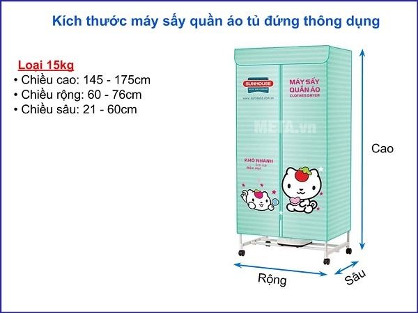 Kích thước tủ sấy quần áo đứng