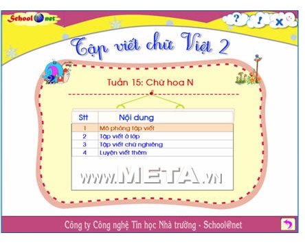 Chức năng tập viết theo bài học