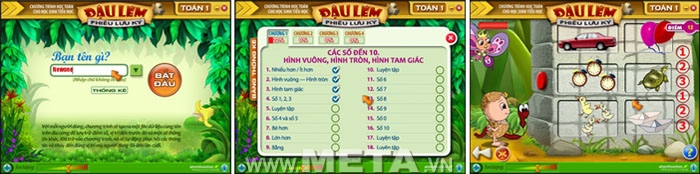 Giao diện chương trình Đậu Lém phiêu lưu ký - Toán 1 Giao diện chương trình Đậu Lém phiêu lưu ký - Toán 1