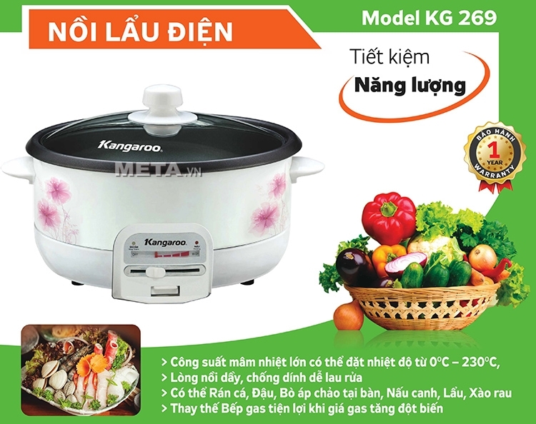 Tính năng nổi bật của lẩu điện Kangaroo KG269 