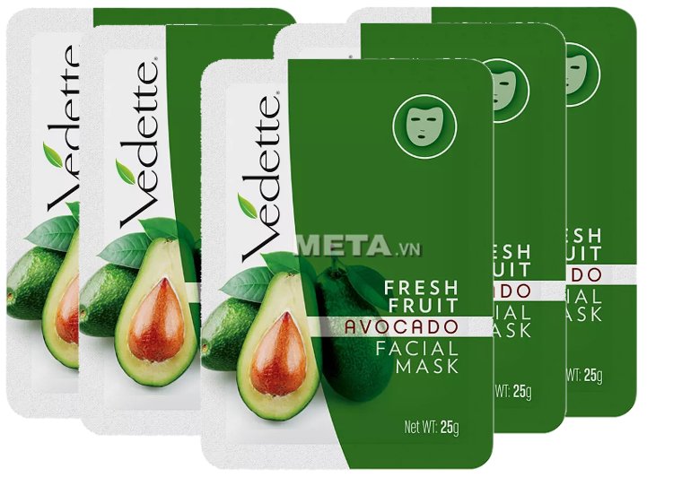 Bộ 5 miếng mặt nạ giấy trái cây Vedette bơ 25g sẽ giúp bạn có được một làn da tươi trẻ và săn chắc