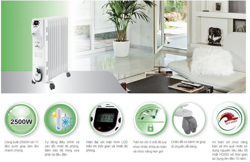 Máy sưởi dầu giúp bạn tiết kiệm chi phí và điện năng cho gia đình.